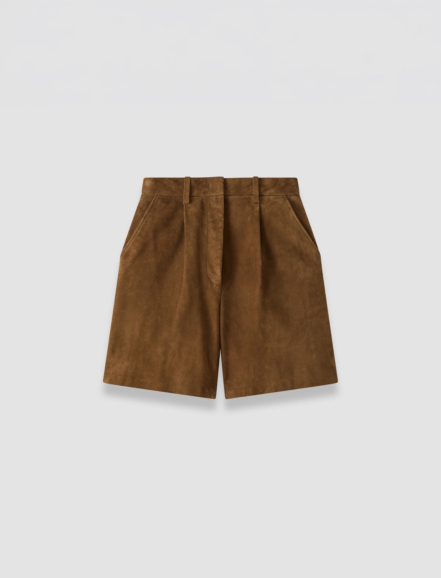 brown-suze-light-suede-shorts-JOSEPH