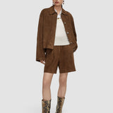 Brown Suze Light Suede Shorts - Joseph