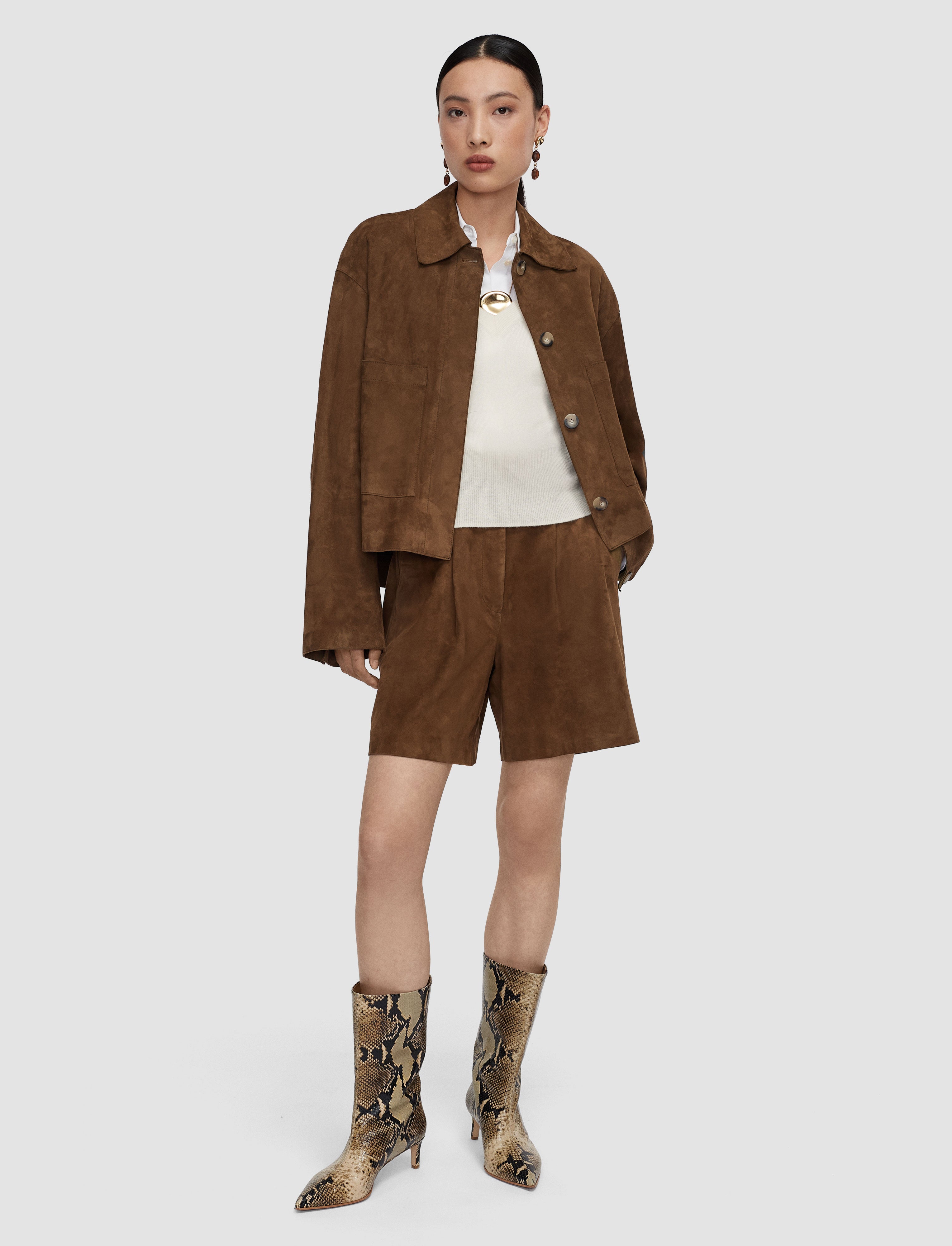 brown-suze-light-suede-shorts-JOSEPH