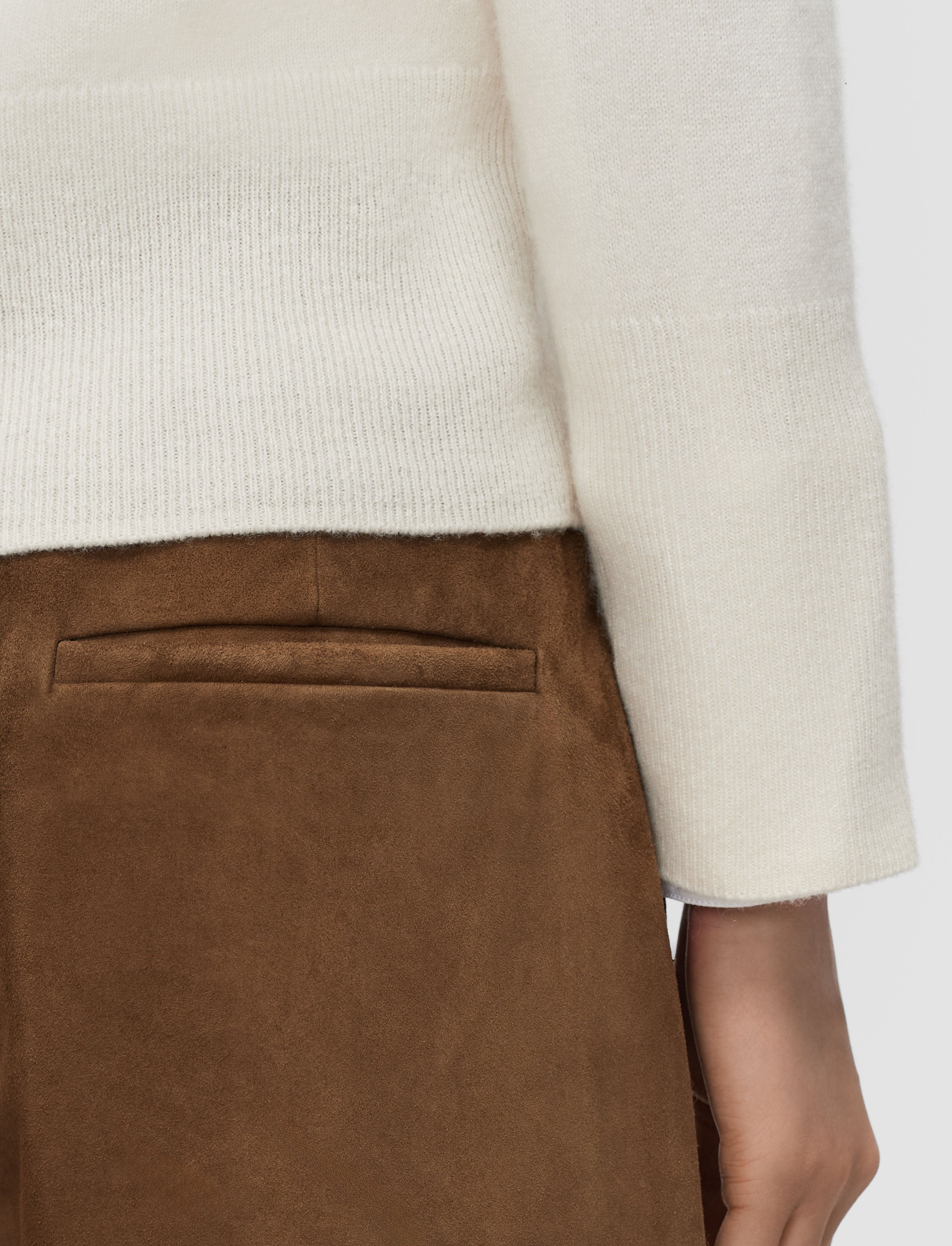 brown-suze-light-suede-shorts-JOSEPH