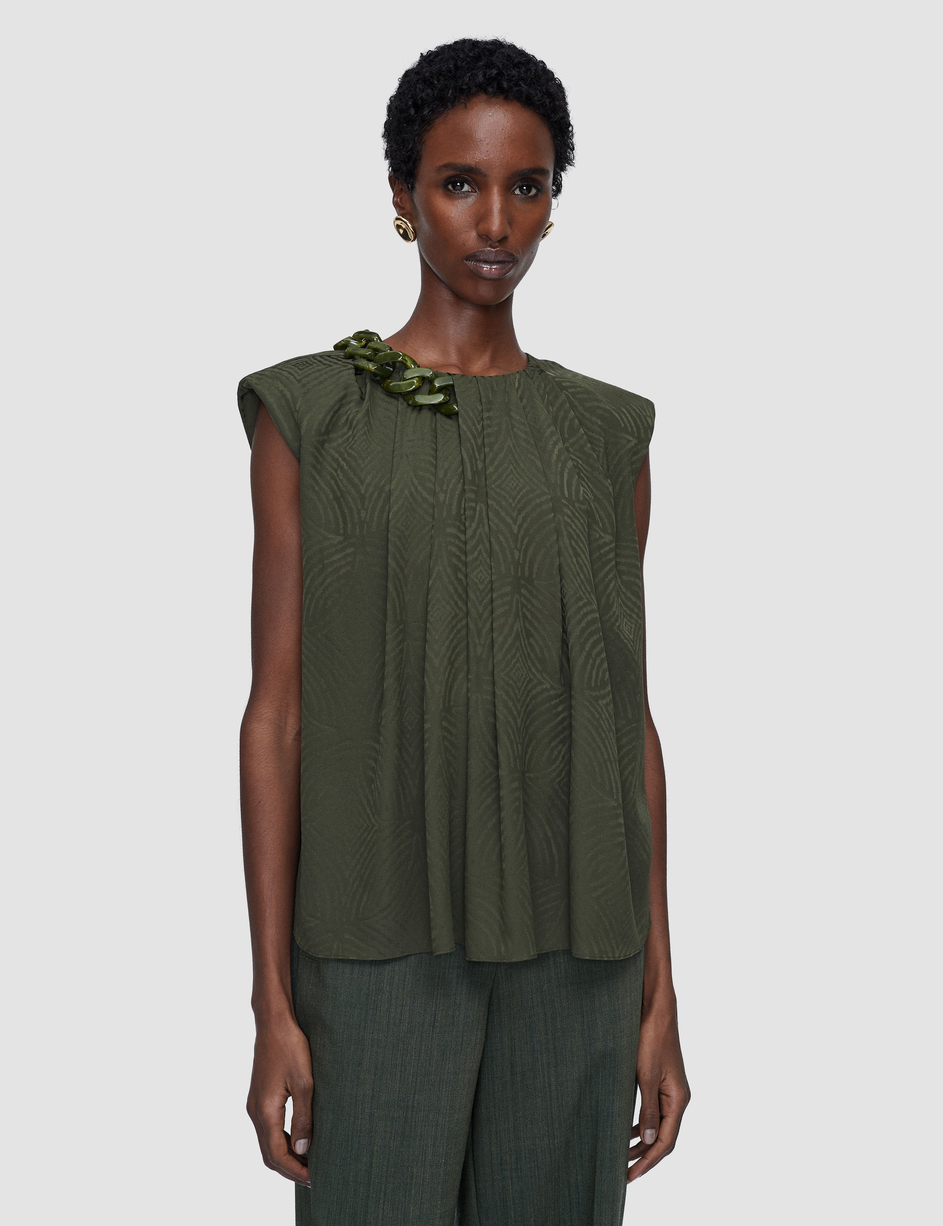 Green Taddart Jacquard Silk Top - Joseph