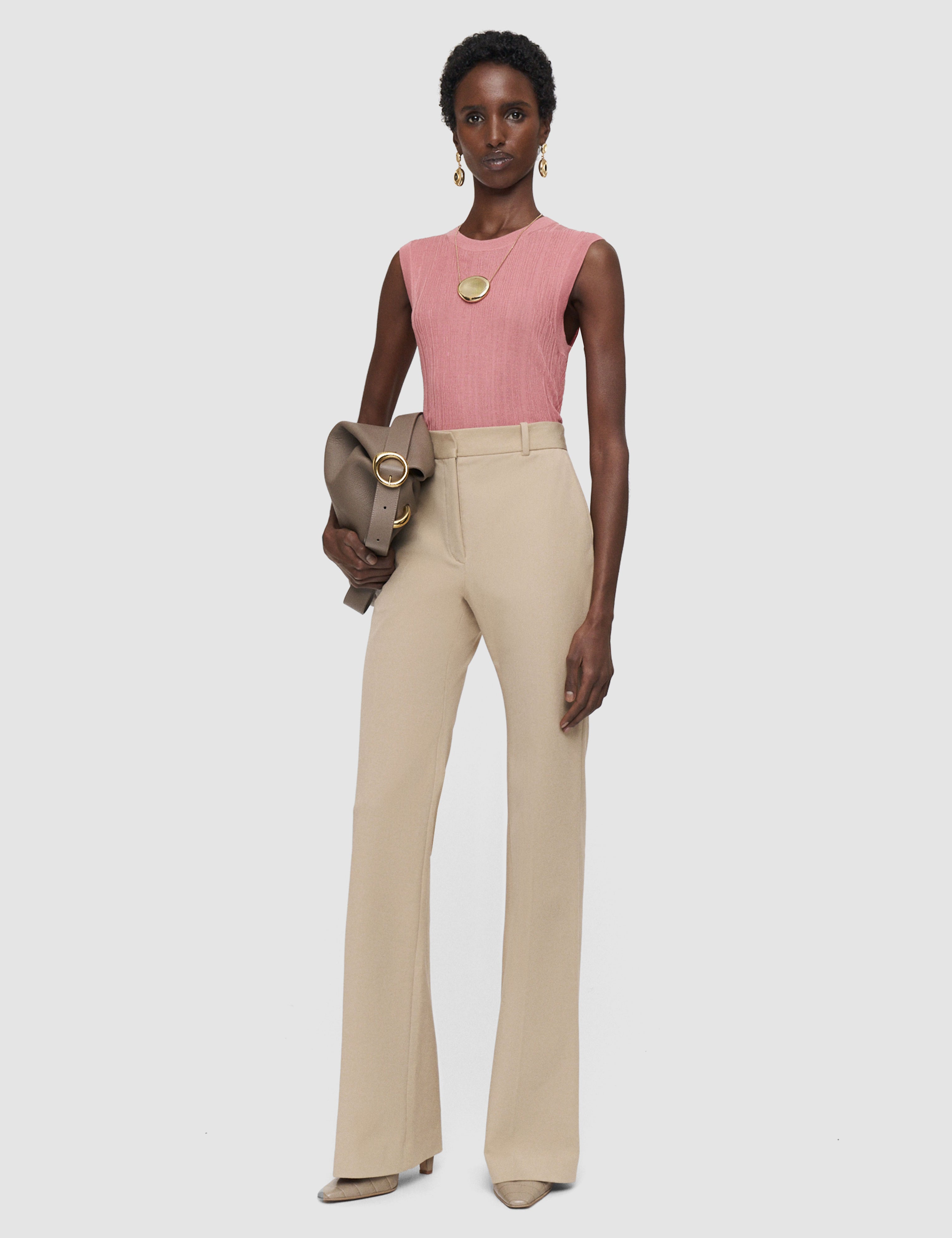 Beige Tafira Gabrdine Stretch Trousers - Joseph