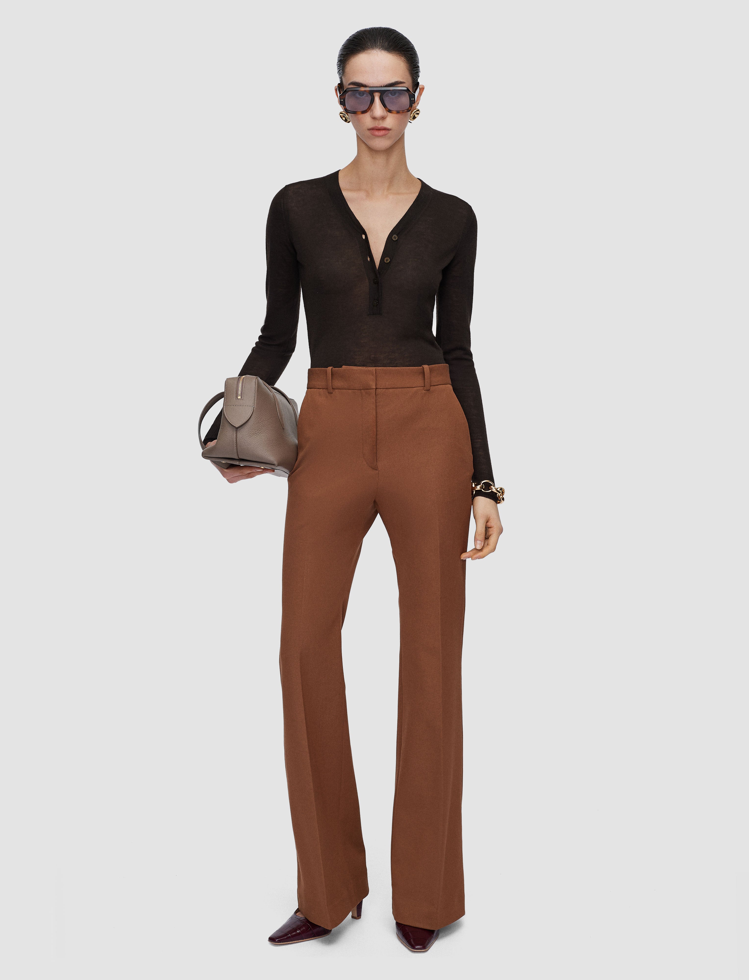 brown-tafira-gabardine-stretch-trousers-JOSEPH
