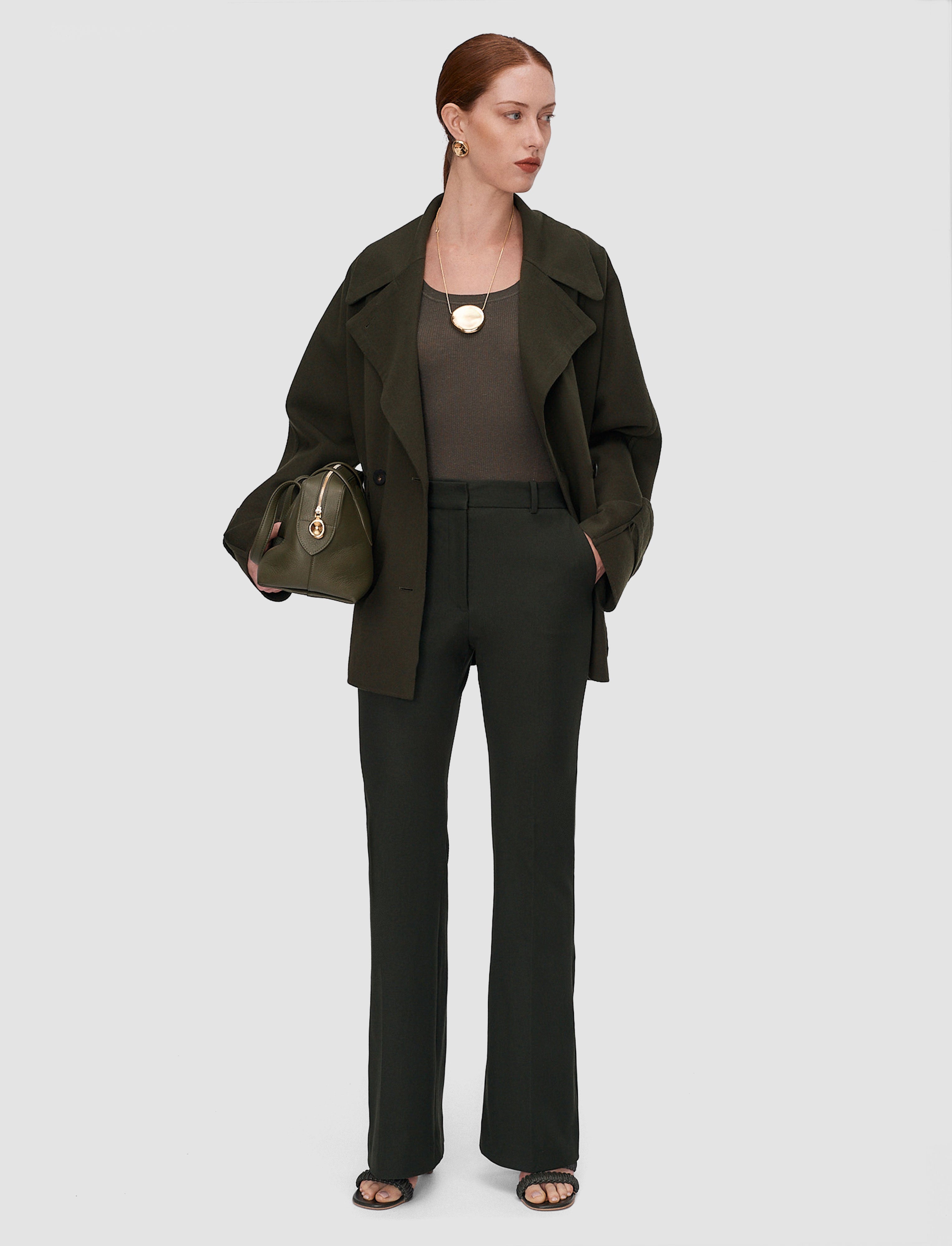 Tafira Gabardine Stretch Trousers in Green | JOSEPH US