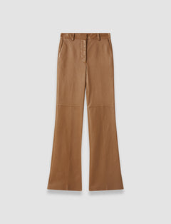 Brown Tafira Leather Stretch Trousers - Joseph