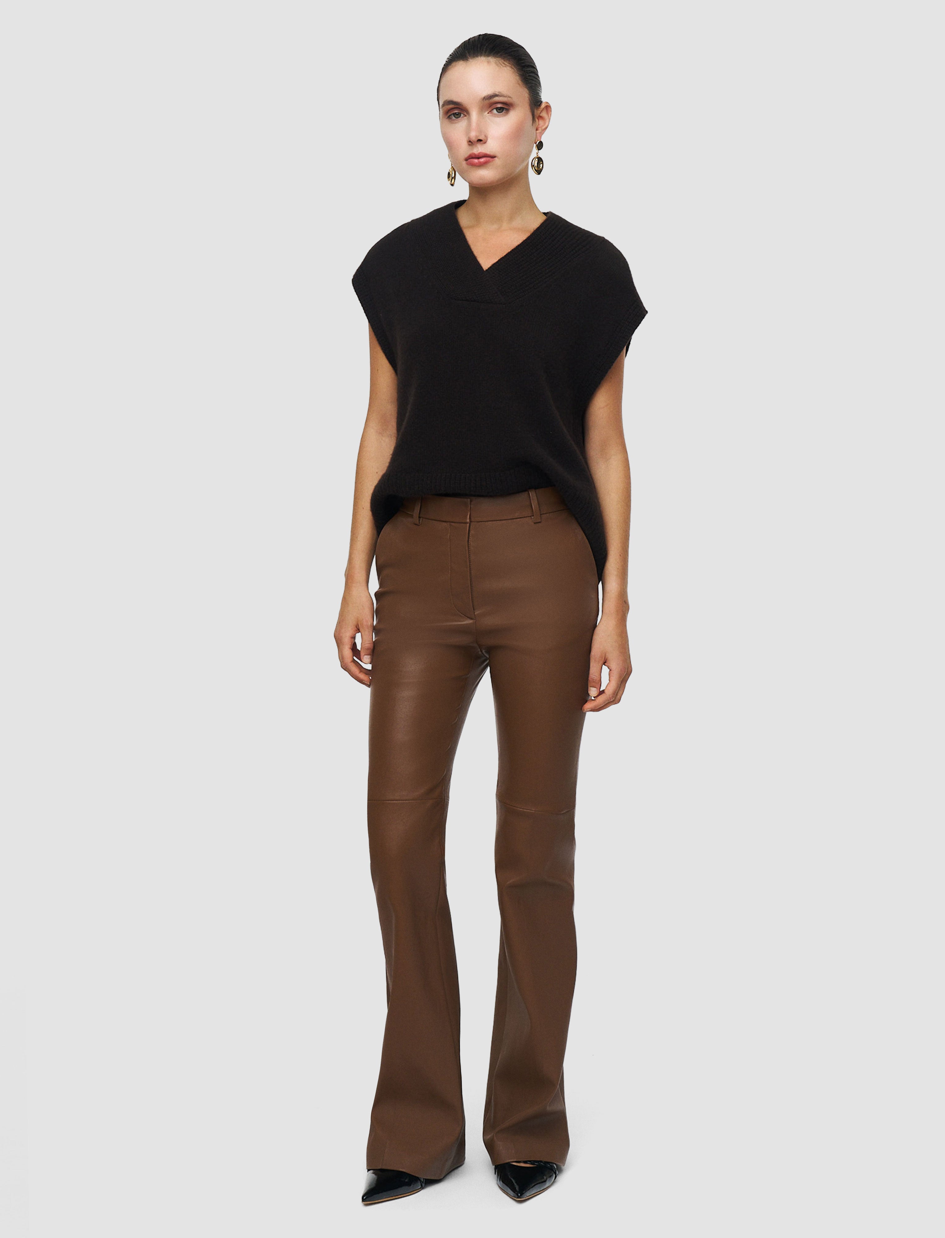 brown-tafira-leather-stretch-trousers-JOSEPH