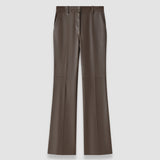 Brown Tafira Leather Stretch Trousers - Joseph