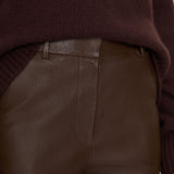 Brown Tafira Leather Stretch Trousers - Joseph