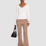 Brown Tafira Leather Stretch Trousers - Joseph