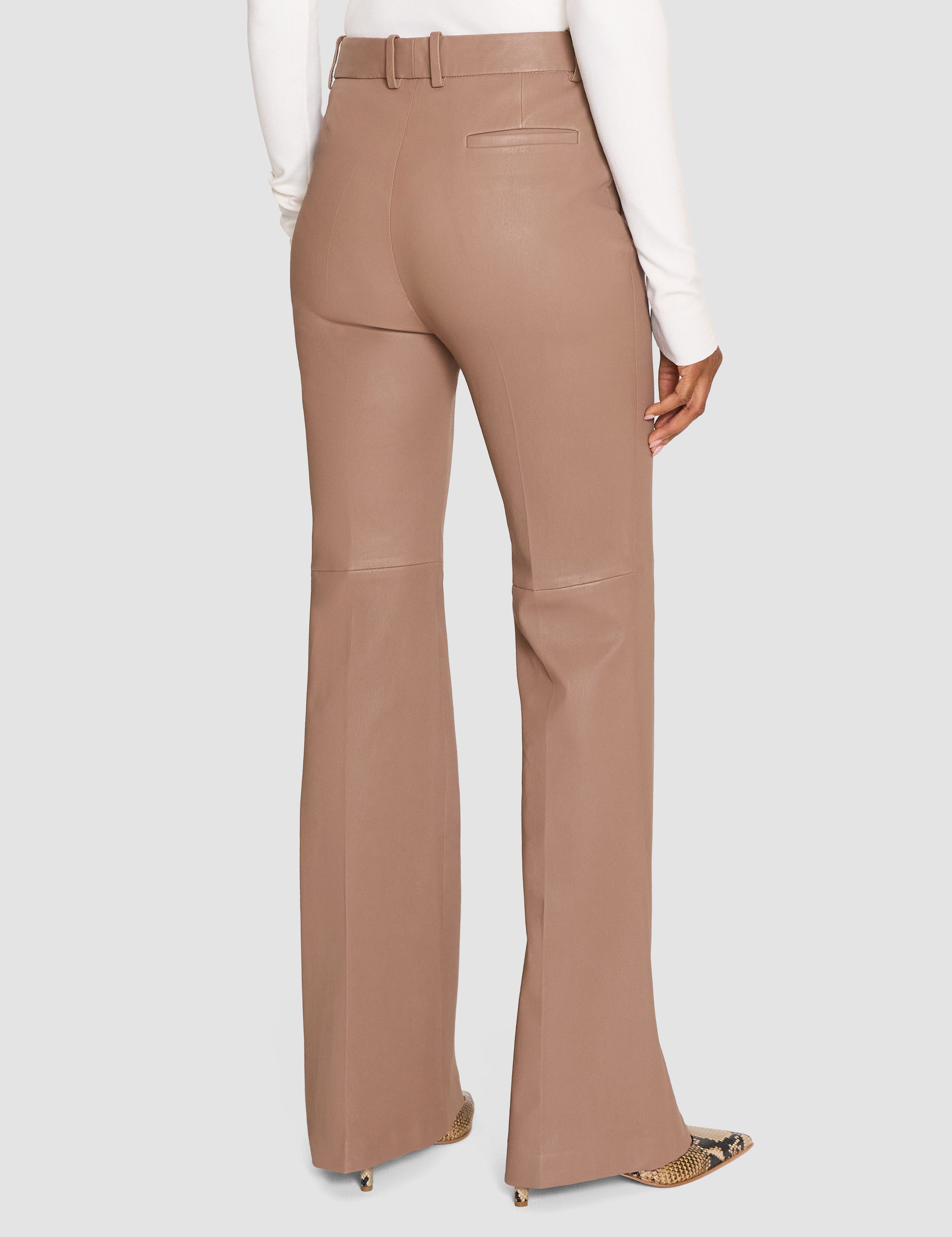 Brown Tafira Leather Stretch Trousers - Joseph