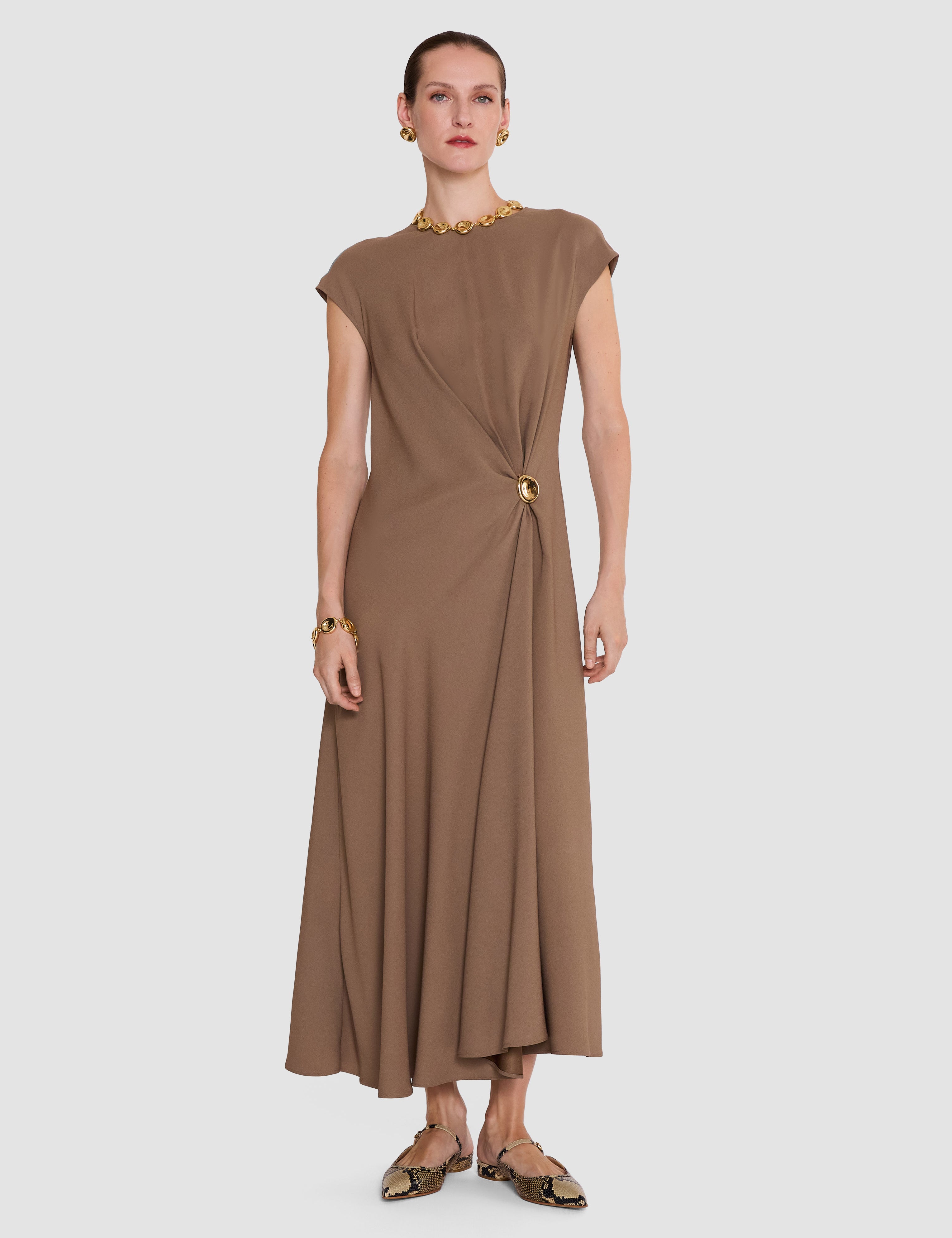 Brown Taipan Crepe Dress - Joseph