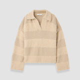 Beige Take Brushed Alpaca Striped Jumper - Joseph