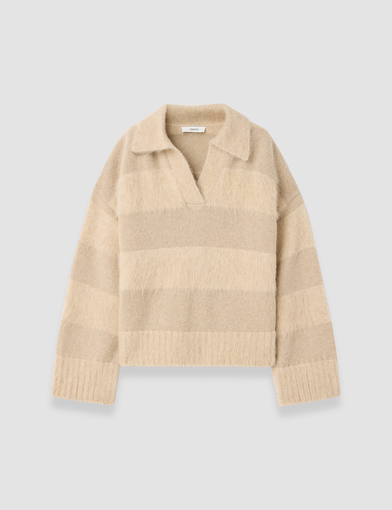 Beige Take Brushed Alpaca Striped Jumper - Joseph