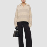 Beige Take Brushed Alpaca Polo Jumper - Joseph