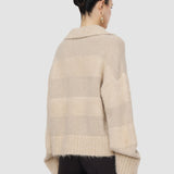 Beige Take Brushed Alpaca Polo Jumper - Joseph