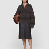 Brown Take Brushed Alpaca Striped Jumper - Joseph