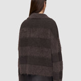 Brown Take Brushed Alpaca Striped Jumper - Joseph