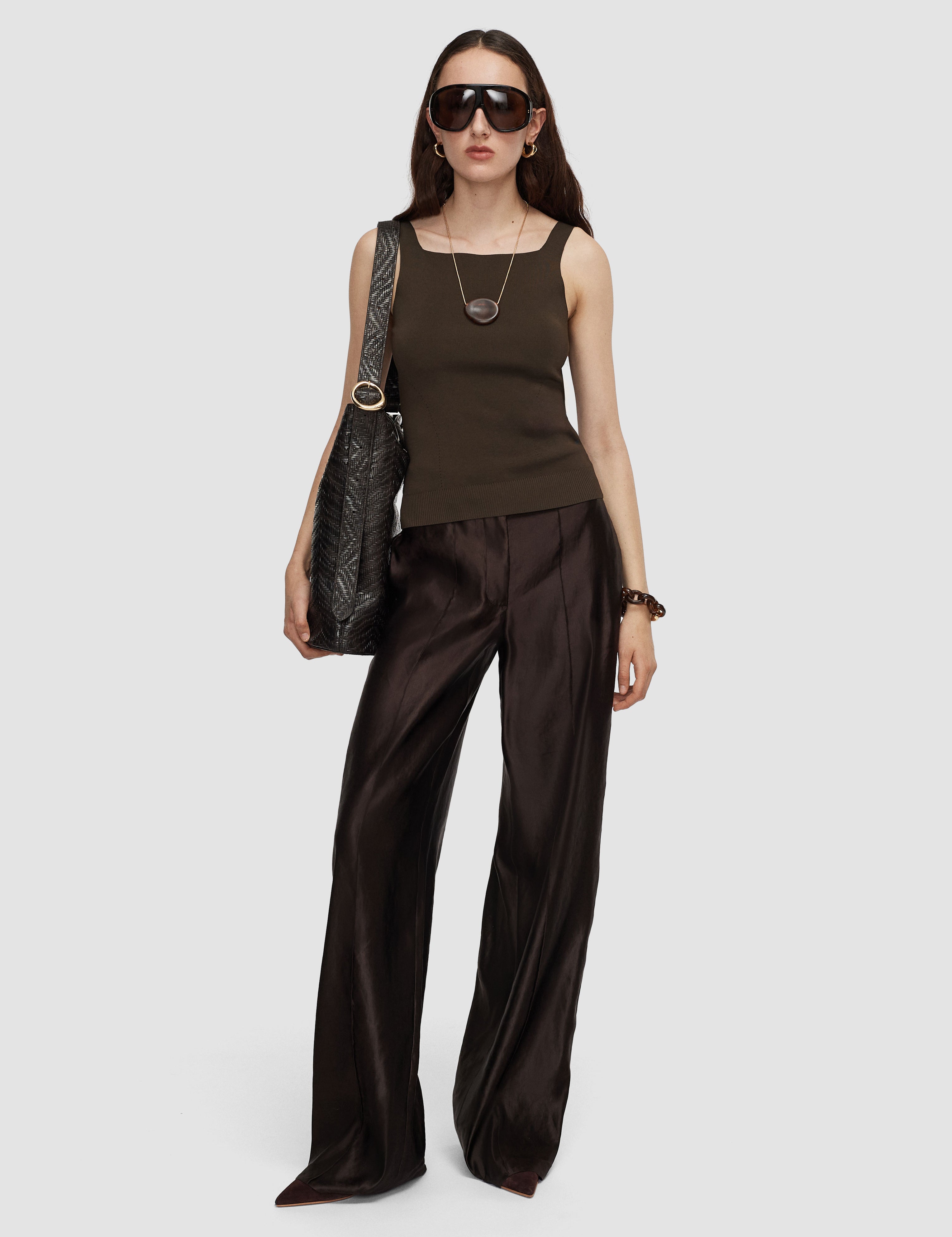 Brown Talos Light Viscose Vest Top - Joseph
