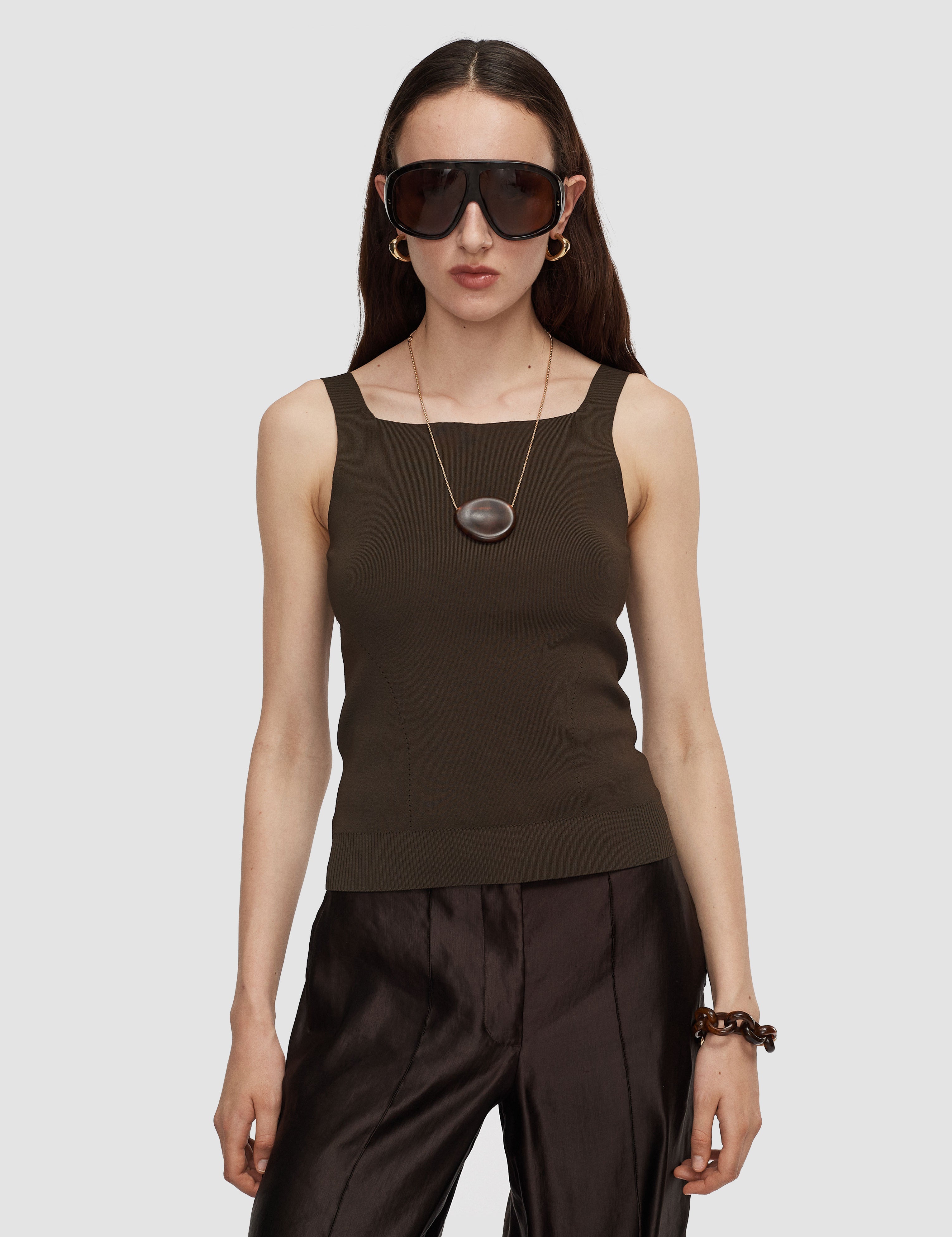 Brown Talos Light Viscose Vest Top - Joseph