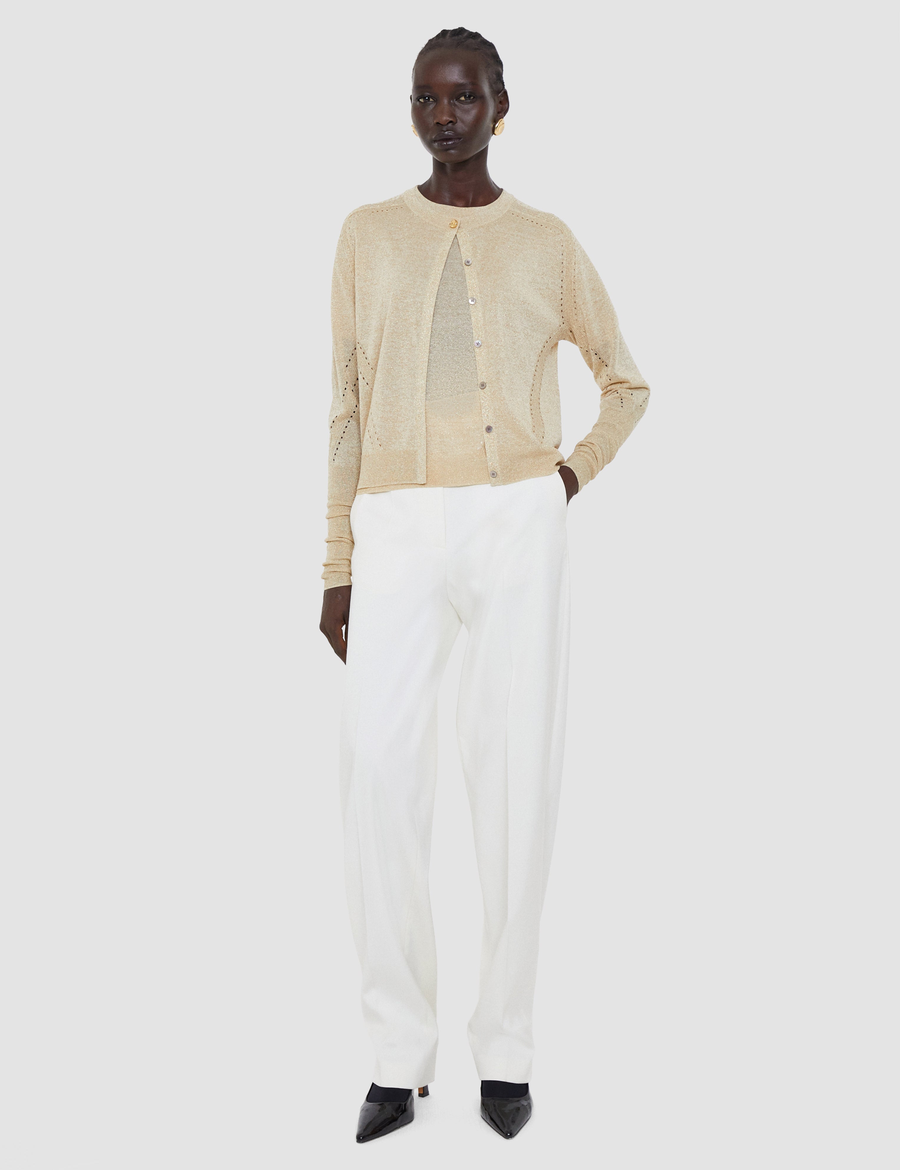 Gold Tasse Lurex Knit Cardigan - Joseph