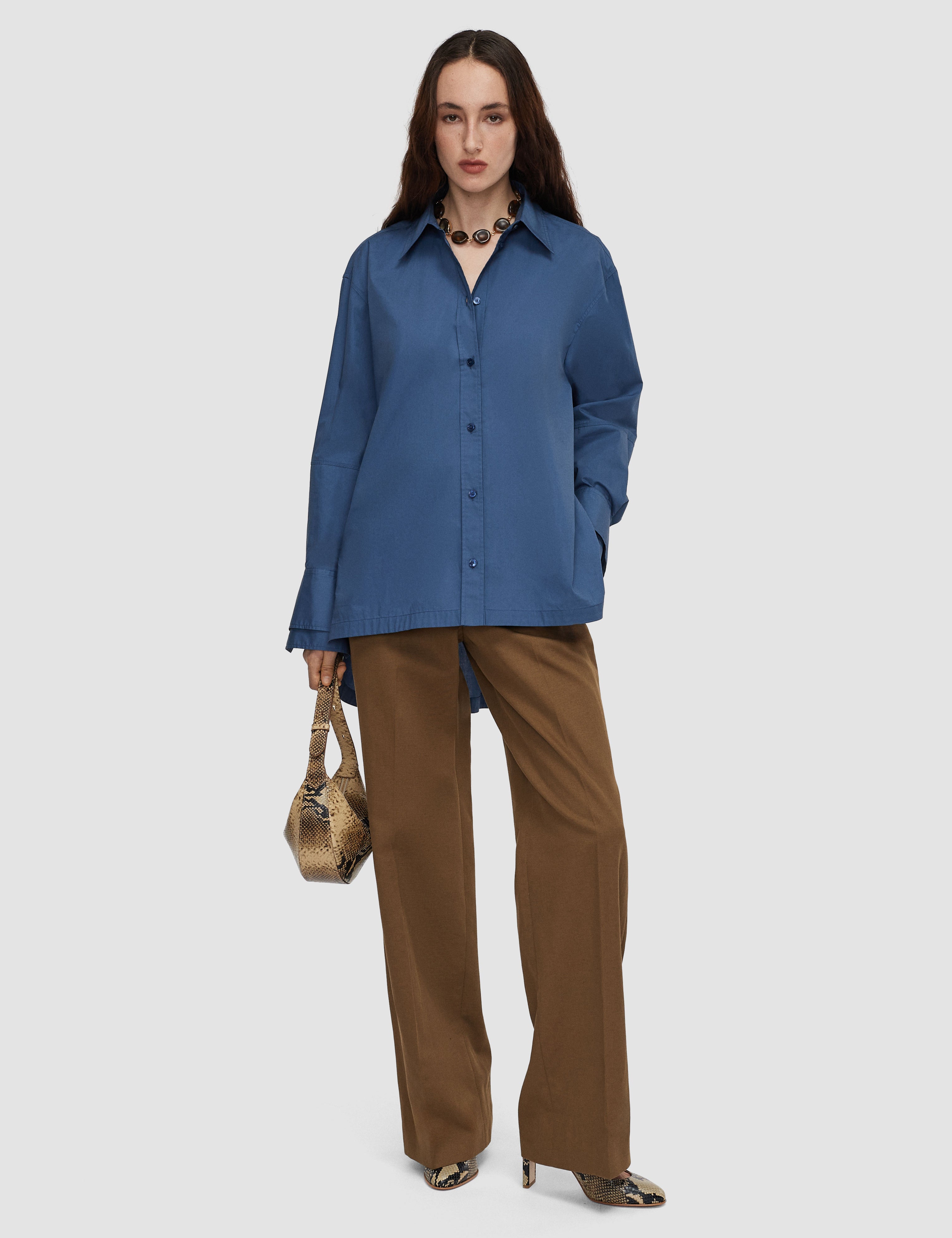 Blue Theia Cotton Poplin Blouse - Joseph