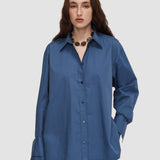 Blue Theia Cotton Poplin Blouse - Joseph