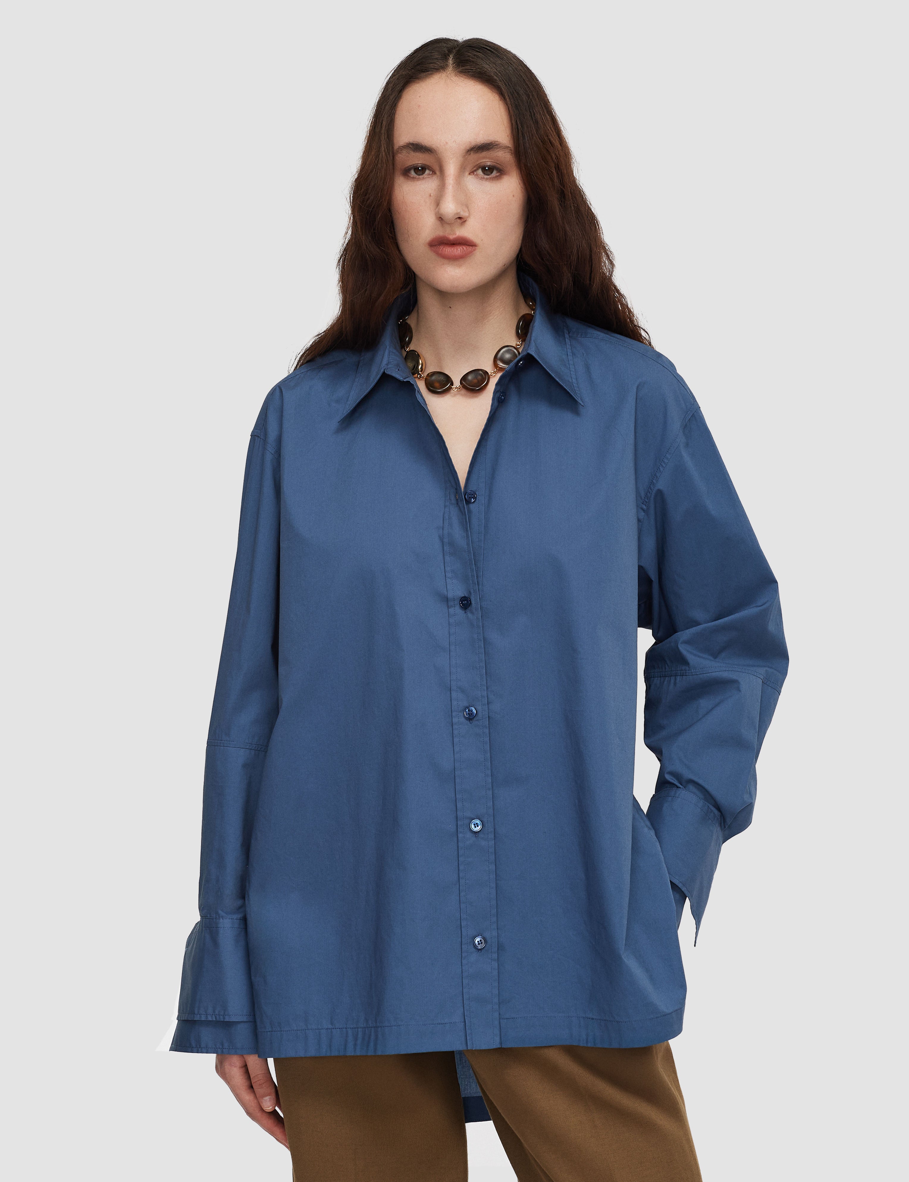 Blue Theia Cotton Poplin Blouse - Joseph