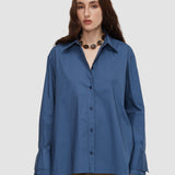 Blue Theia Cotton Poplin Blouse - Joseph