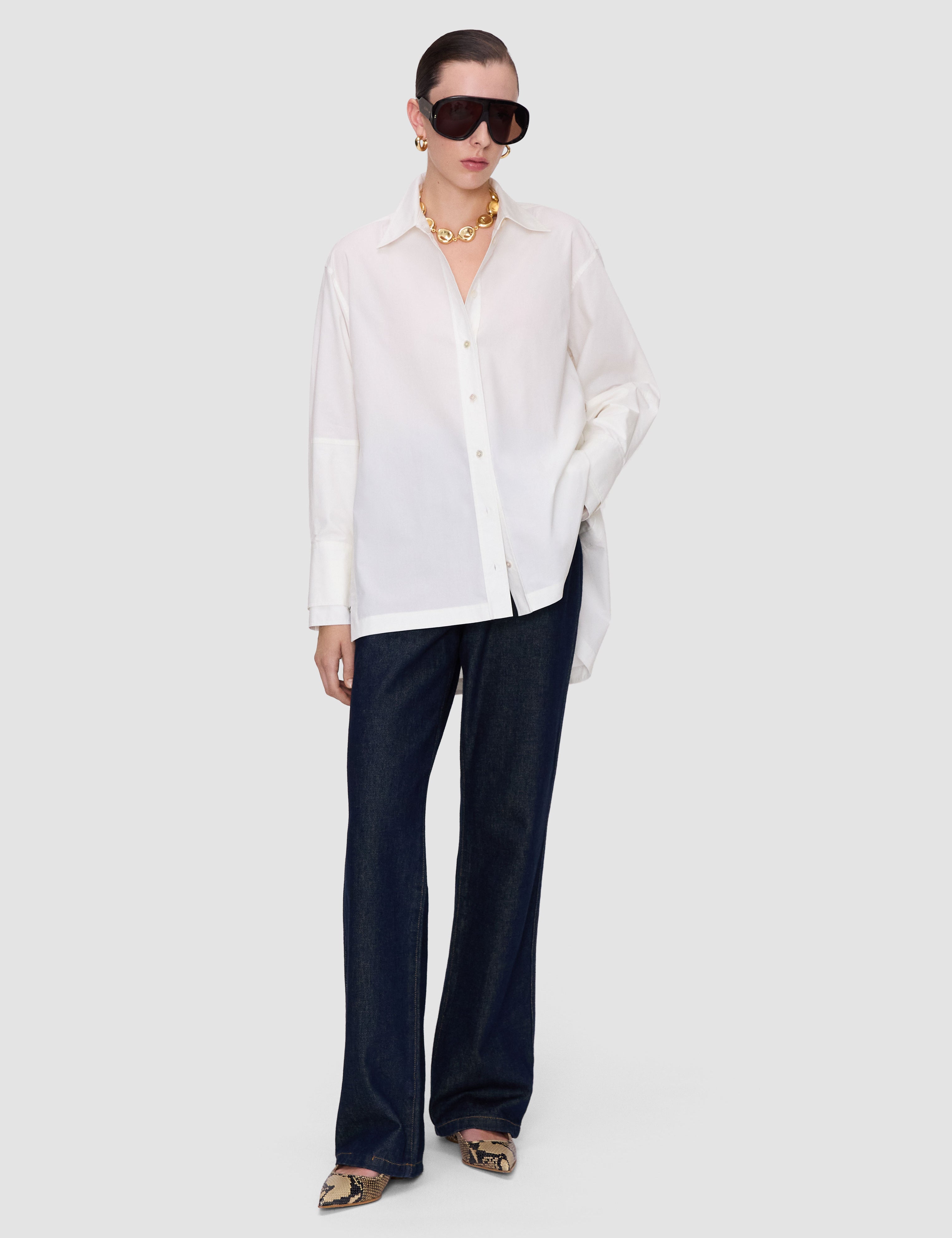 White Theia Cotton Poplin Shirt - Joseph