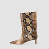 Brown Tiana Python Leather Short Boots - Joseph