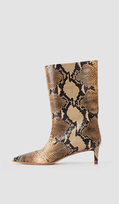 Brown Tiana Python Leather Short Boots - Joseph