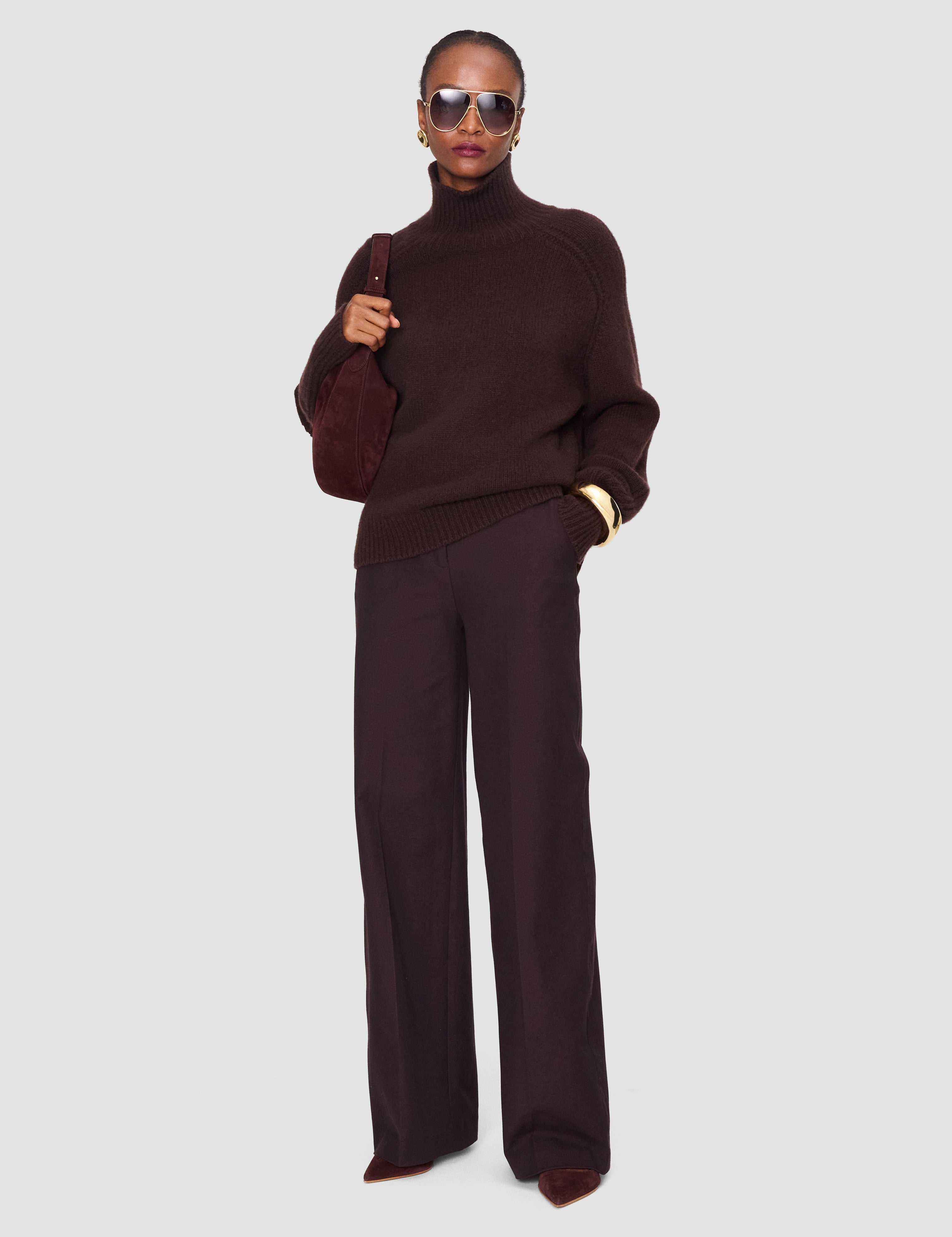 Brown Tilly Lofty Cashmere High Neck Jumper - Joseph