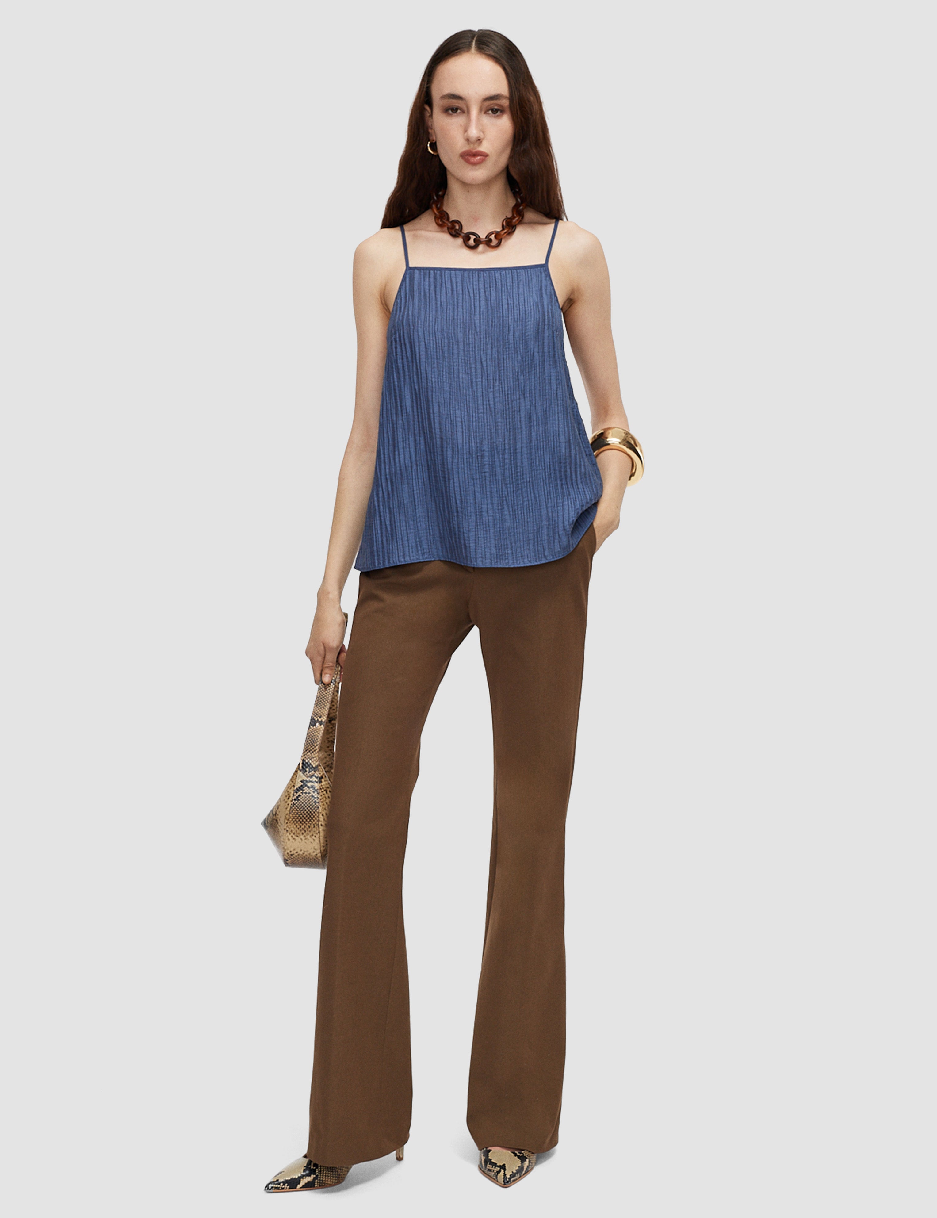 Blue Titana Fluid Crinkle Top - Joseph