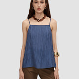 Blue Titana Fluid Crinkle Top - Joseph