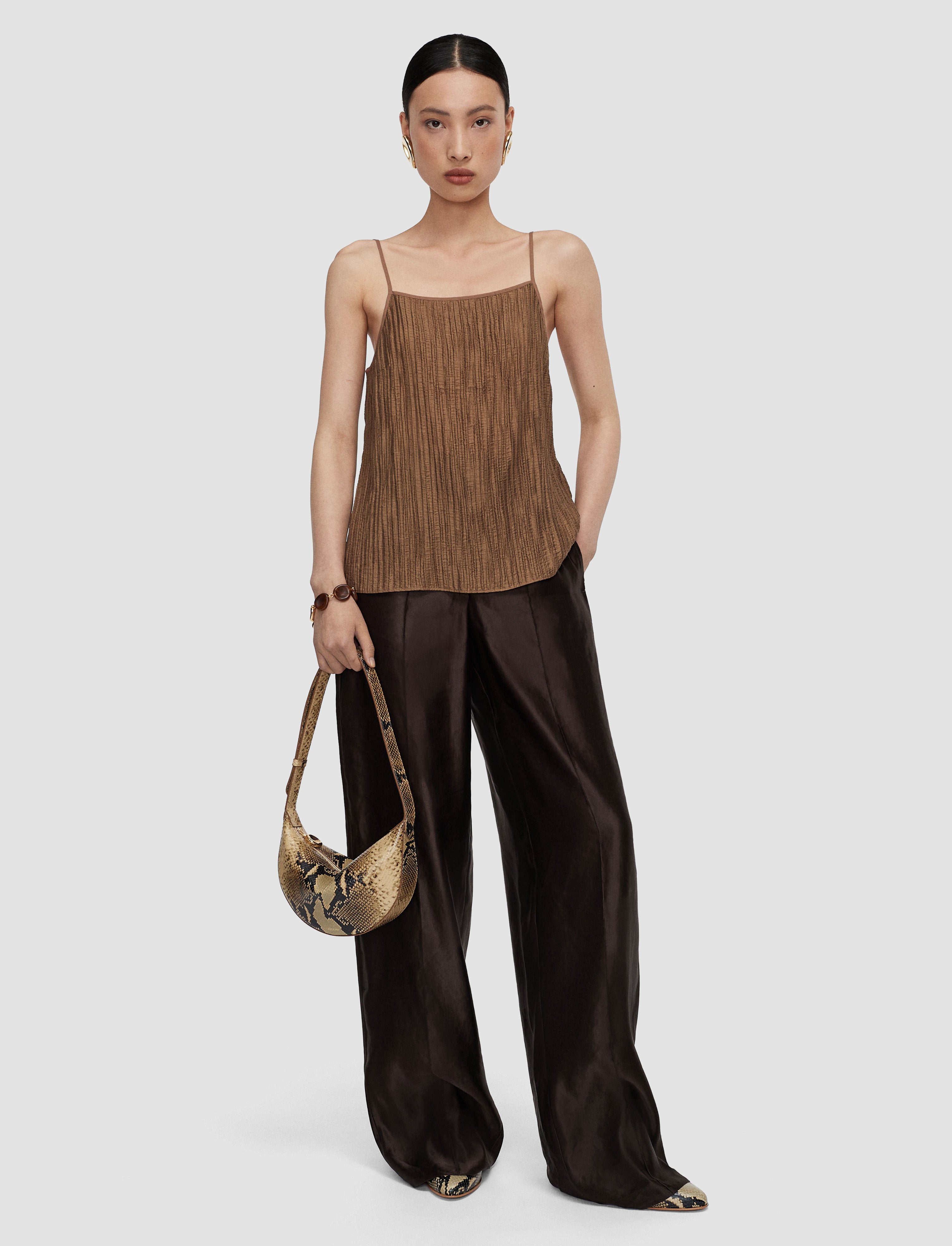 brown-titana-fluid-crinkle-camisole-JOSEPH