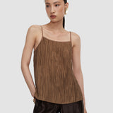 Brown Titana Fluid Crinkle Tank Top - Joseph