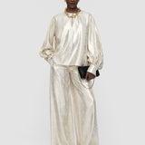 Gold Valerie Silk Snake Lame Blouse - Joseph