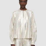 Gold Valerie Silk Snake Lame Blouse - Joseph