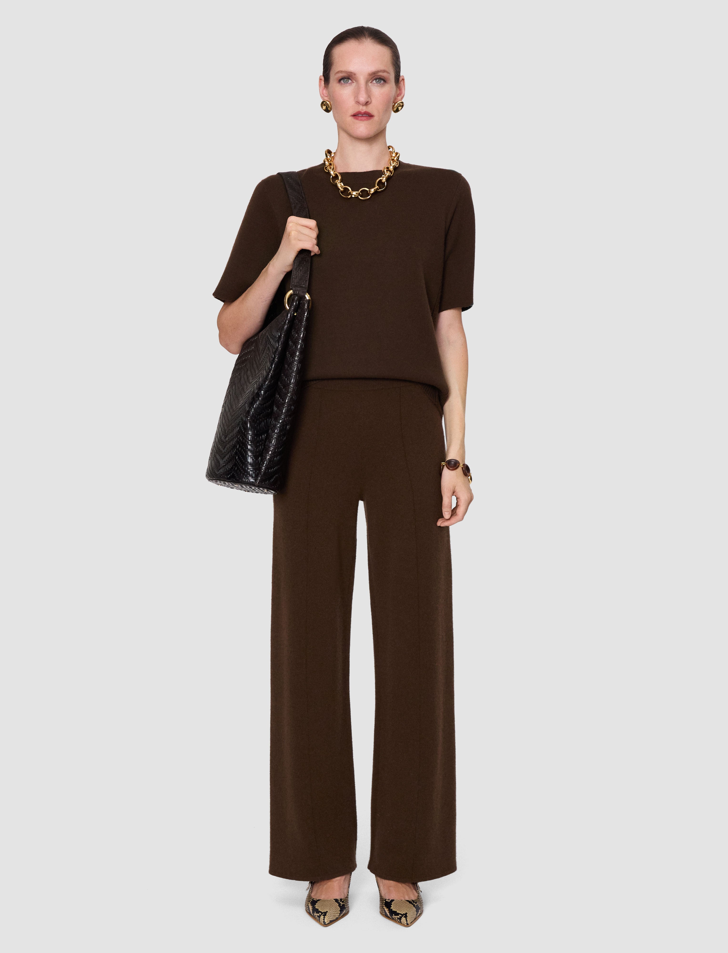 Viola Light Pure Cashmere Trousers in Brown | JOSEPH US