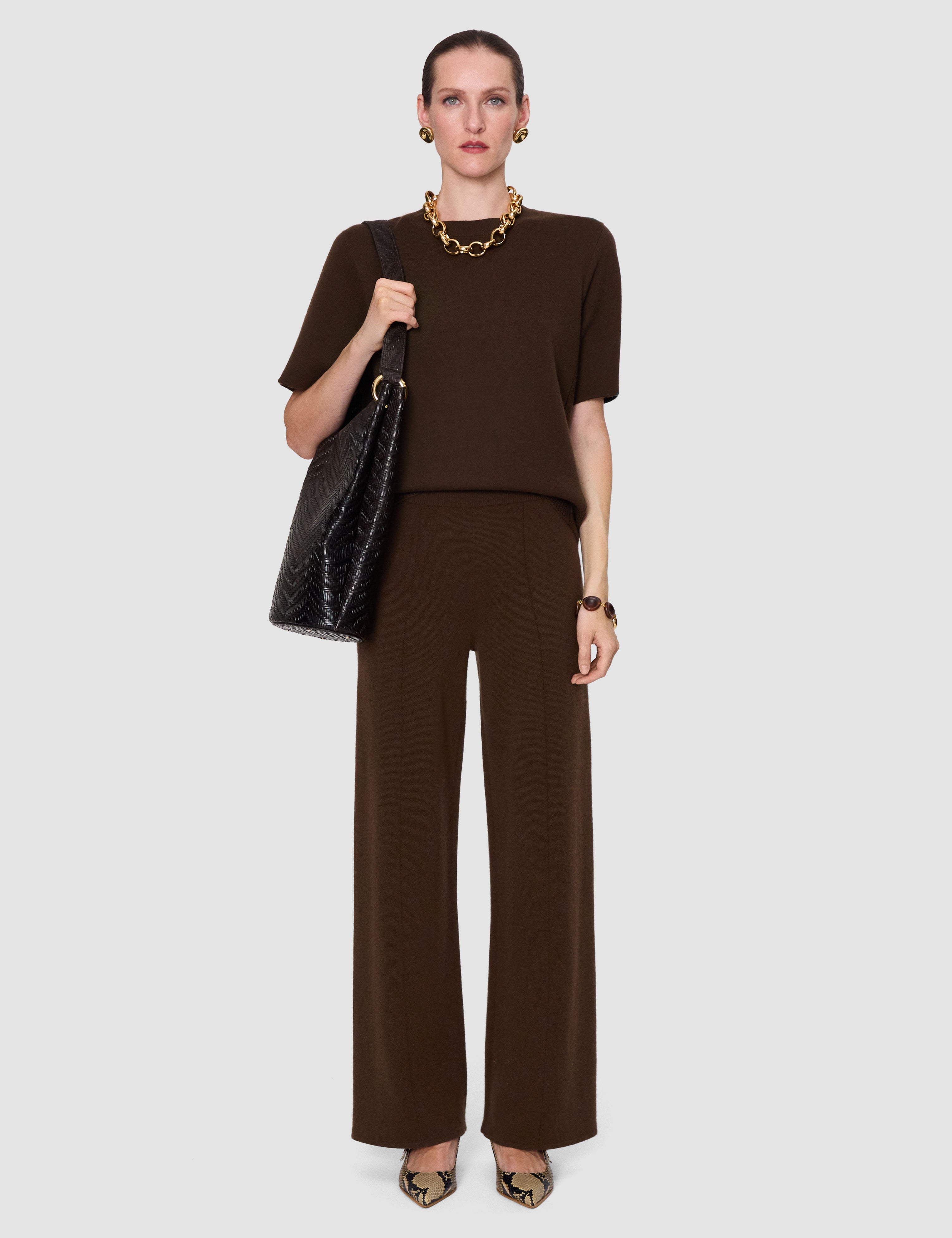 Brown Viola Light Pure Cashmere Trousers - Joseph