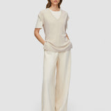Beige Viscose Grid Knit Top - Joseph