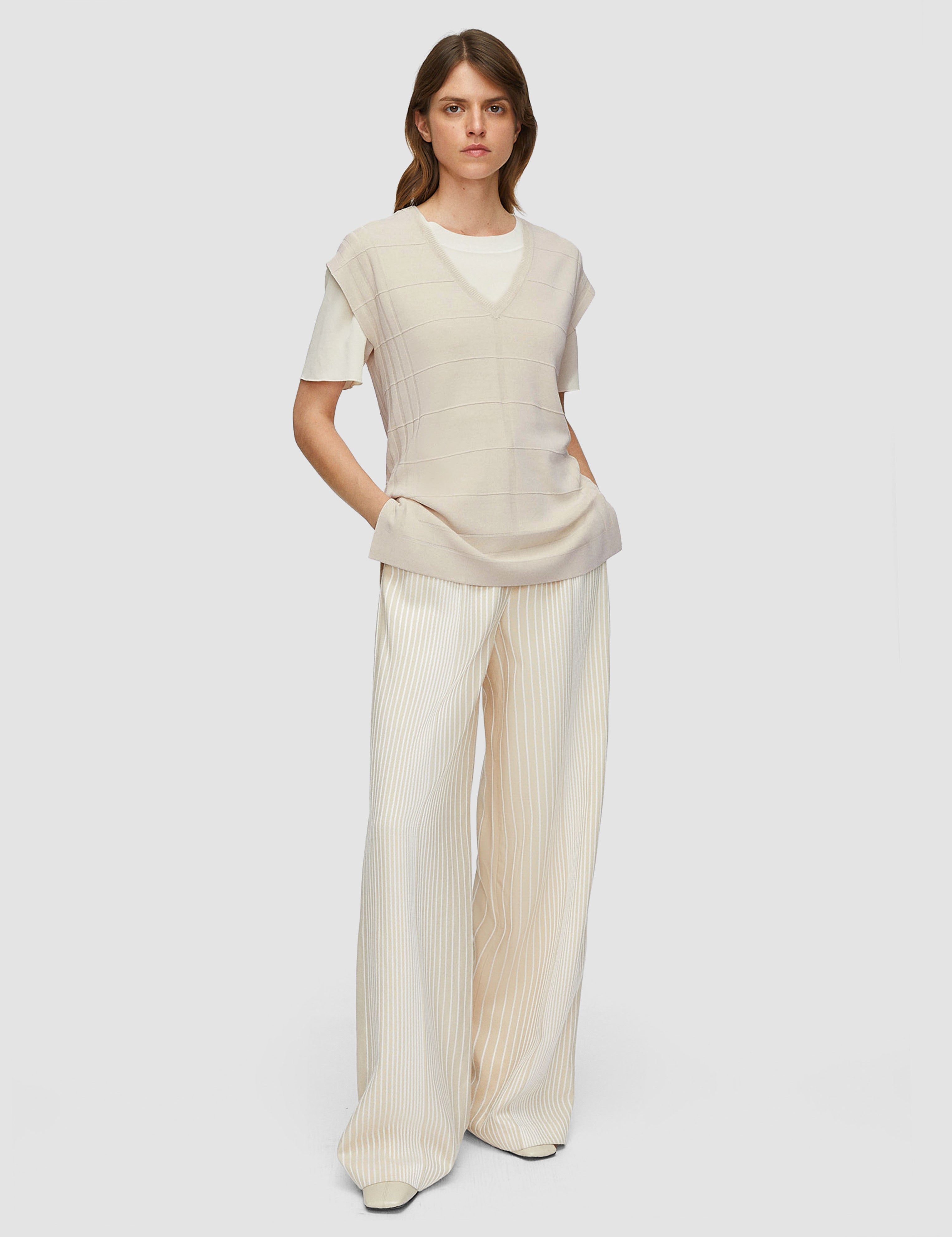 Beige Viscose Grid Knit Top - Joseph
