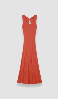 Orange Viscose Rib Knit Dress - Joseph