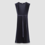 Blue Volta Knit Weave Plissé Dress - Joseph