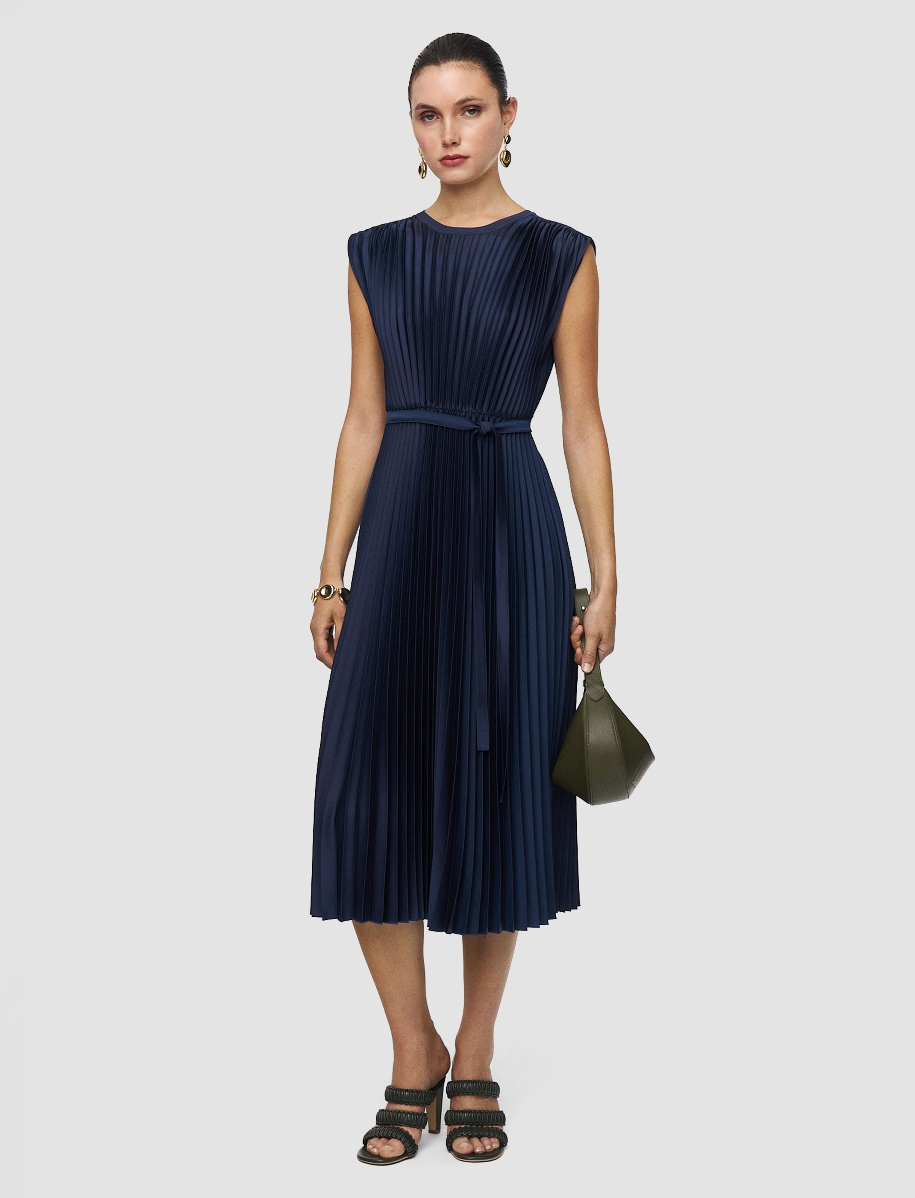 Volta Knit Weave Pliss Dress in Blue | JOSEPH US Volta Knit Weave Pliss Dress in Blue | JOSEPH US