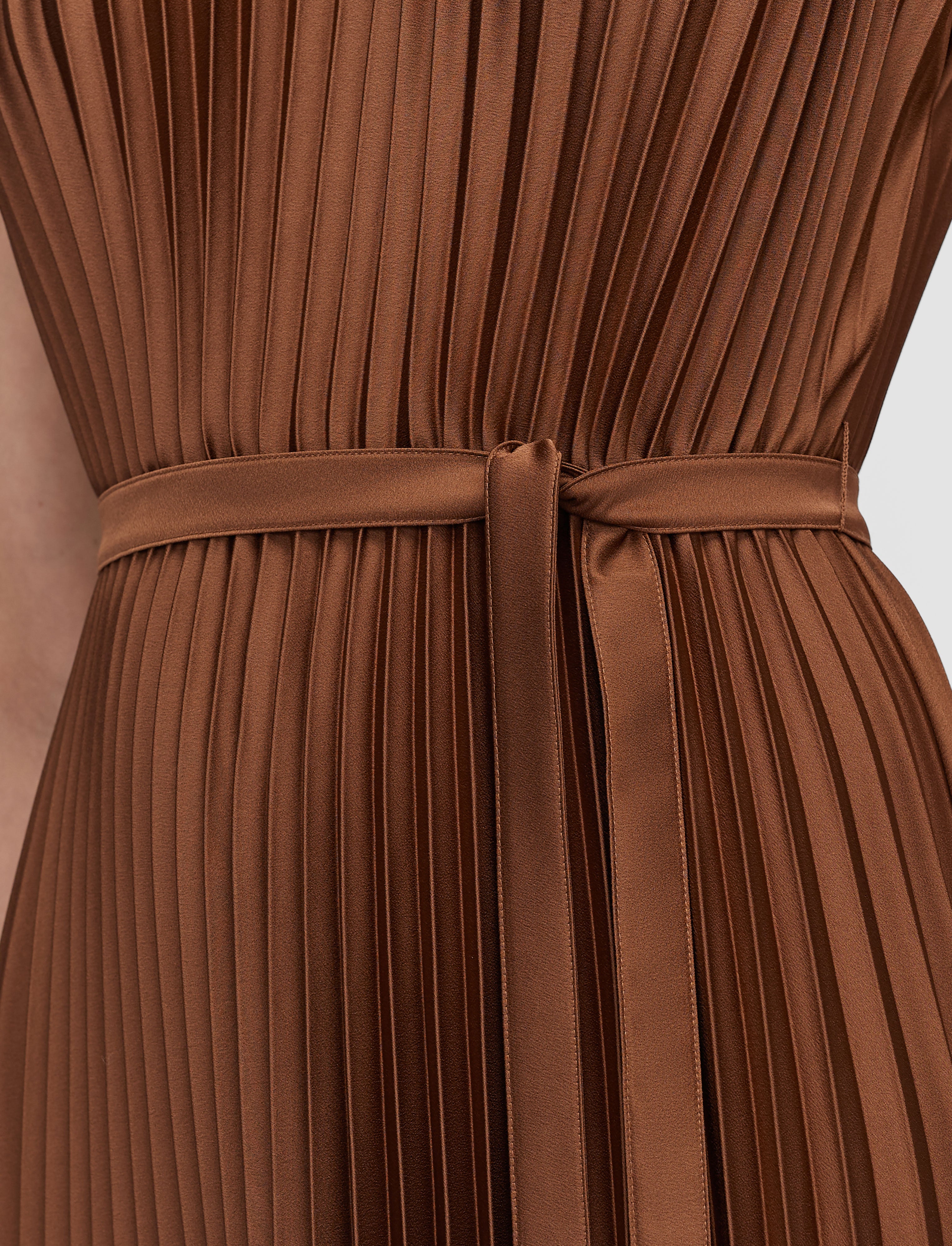brown plisse dress Melody Plisse Halter Maxi Dress - Brown