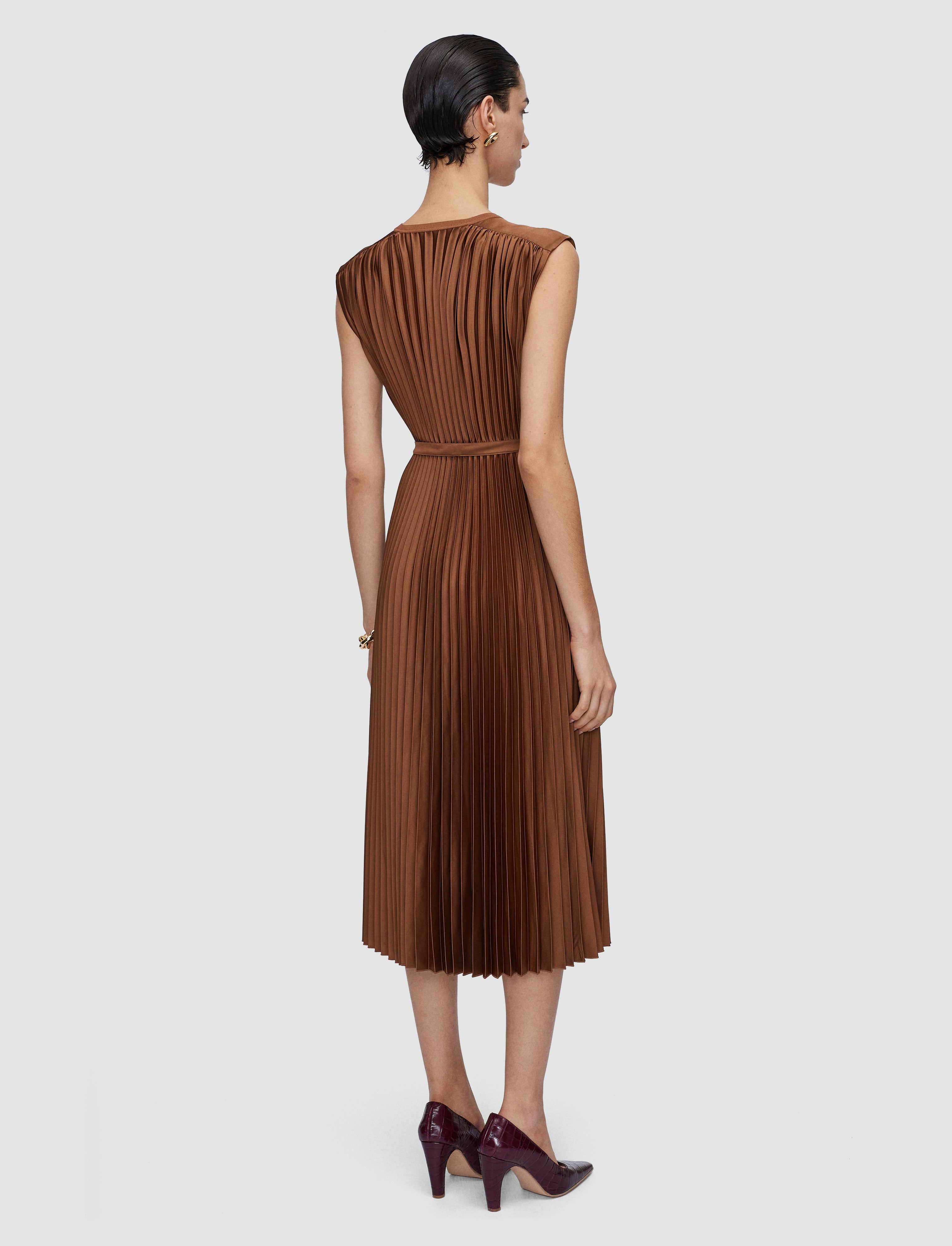 brown-volta-knit-weave-plisse-dress-JOSEPH