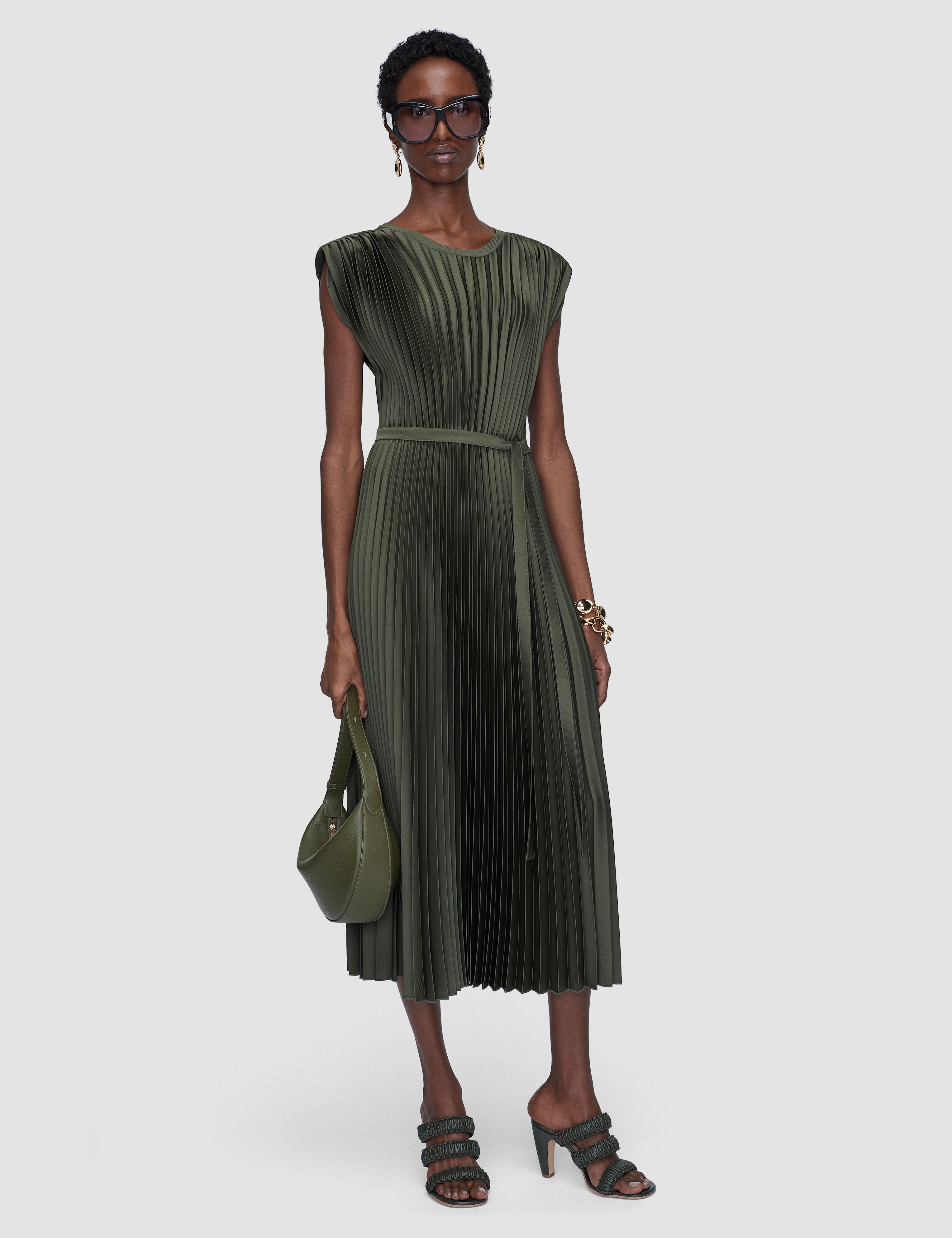 Volta Knit Weave Pliss Dress in Green | JOSEPH AT Volta Knit Weave Pliss Dress in Green | JOSEPH AT