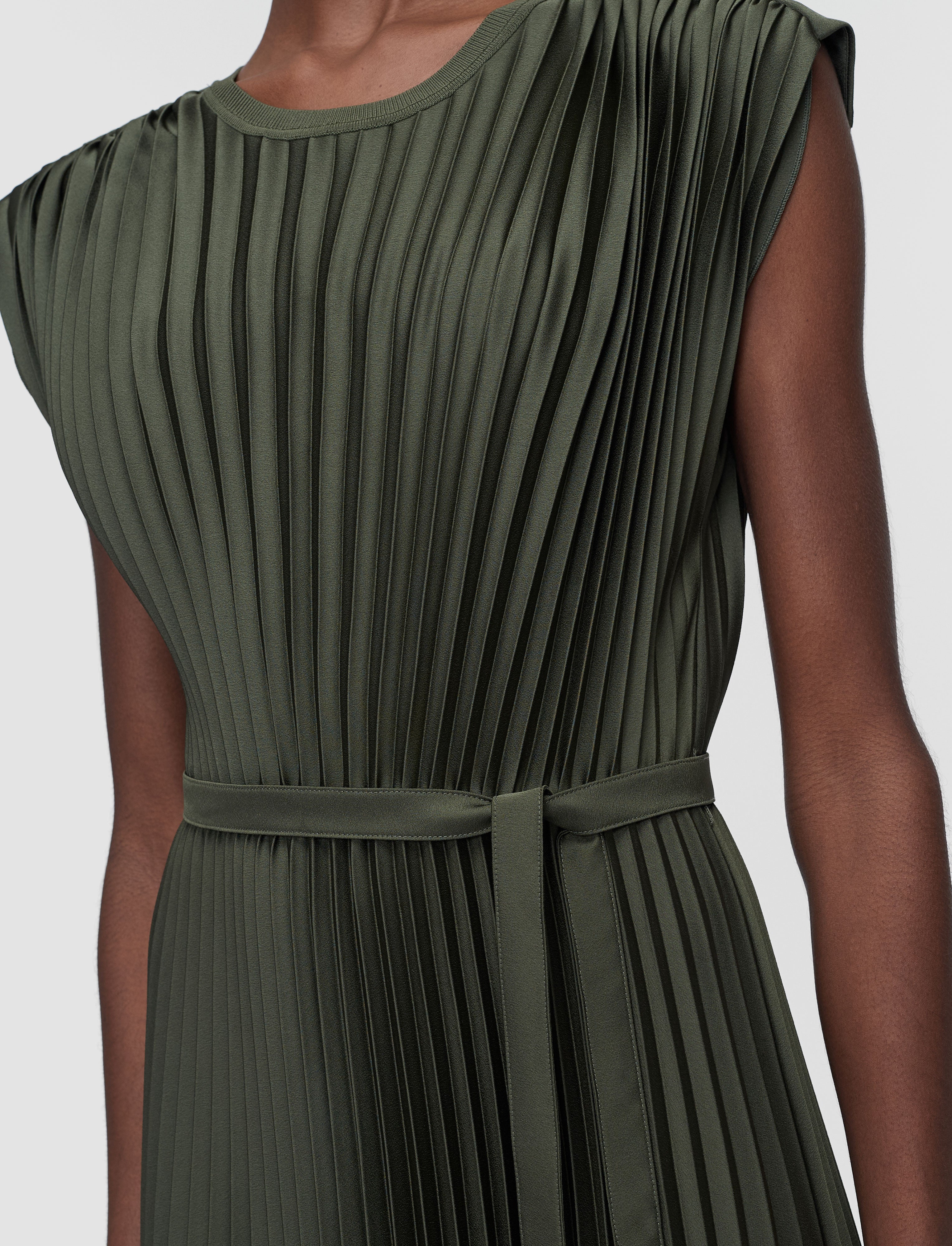 Volta Knit Weave Pliss Dress in Green | JOSEPH US Volta Knit Weave Pliss Dress in Green | JOSEPH US