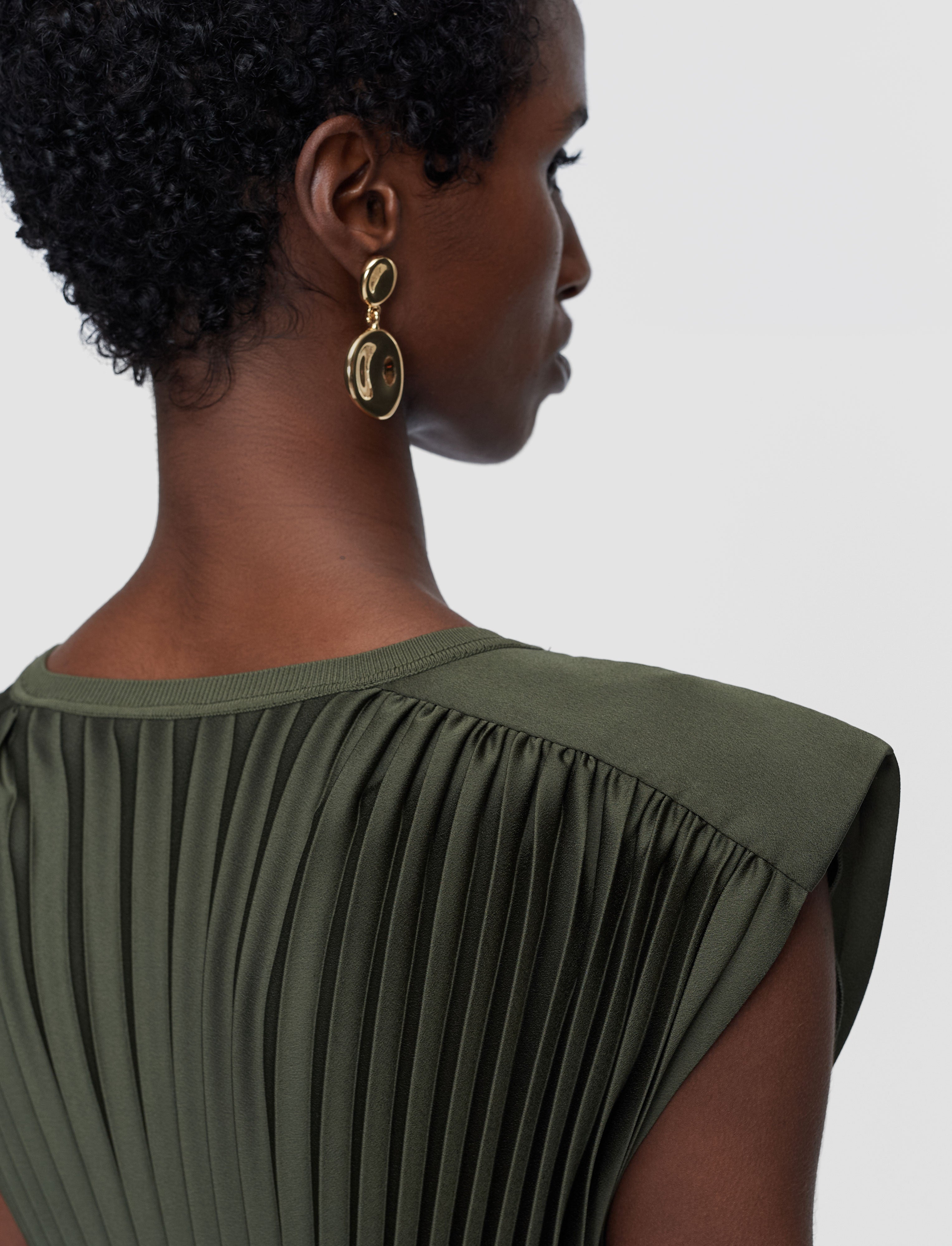 Volta Knit Weave Pliss Dress in Green | JOSEPH US Volta Knit Weave Pliss Dress in Green | JOSEPH US